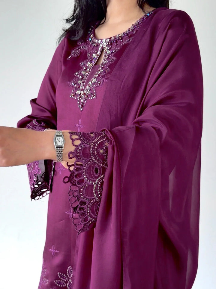 Scherezade Women RTW Embroidered 3 Piece Suit CADBERRY - SCHEREZADE - Festive Collection