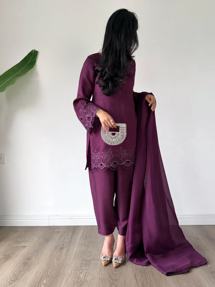 Scherezade Women RTW Embroidered 3 Piece Suit CADBERRY - SCHEREZADE - Festive Collection