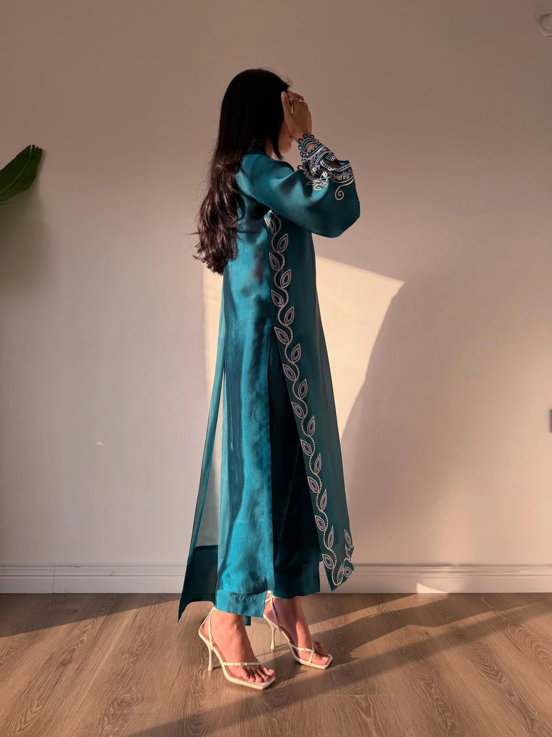 Scherezade Women RTW Embroidered Sheesha Silk 3 Piece Suit LEENA - Festive Collection