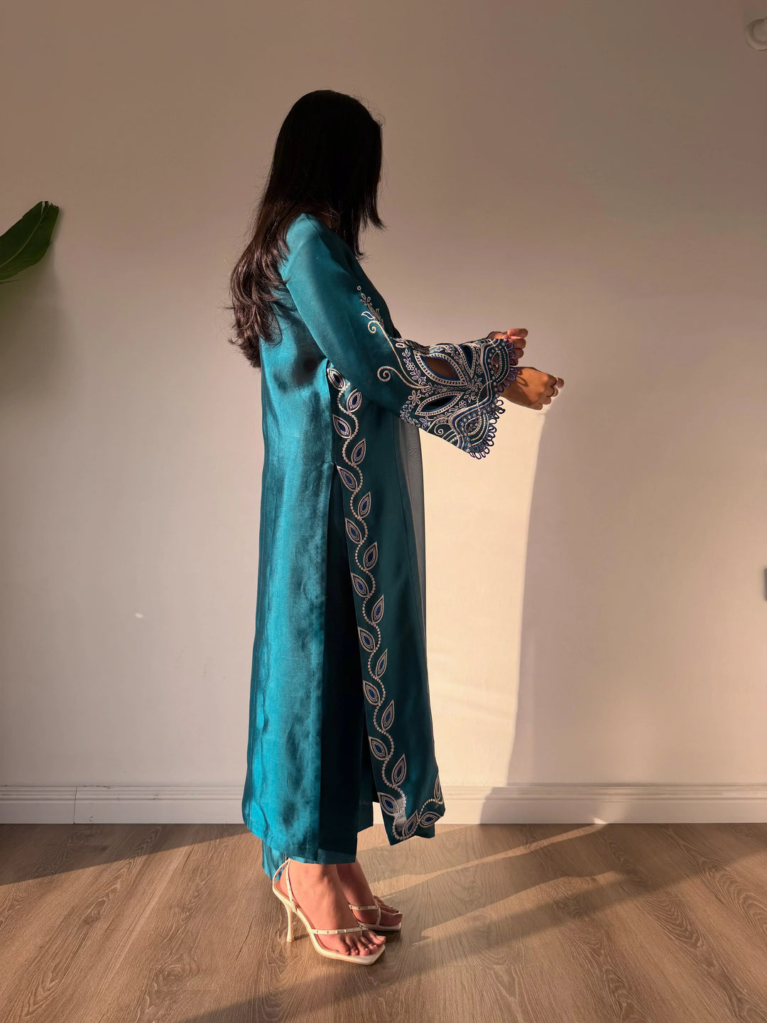 Scherezade Women RTW Embroidered Sheesha Silk 3 Piece Suit LEENA - Festive Collection
