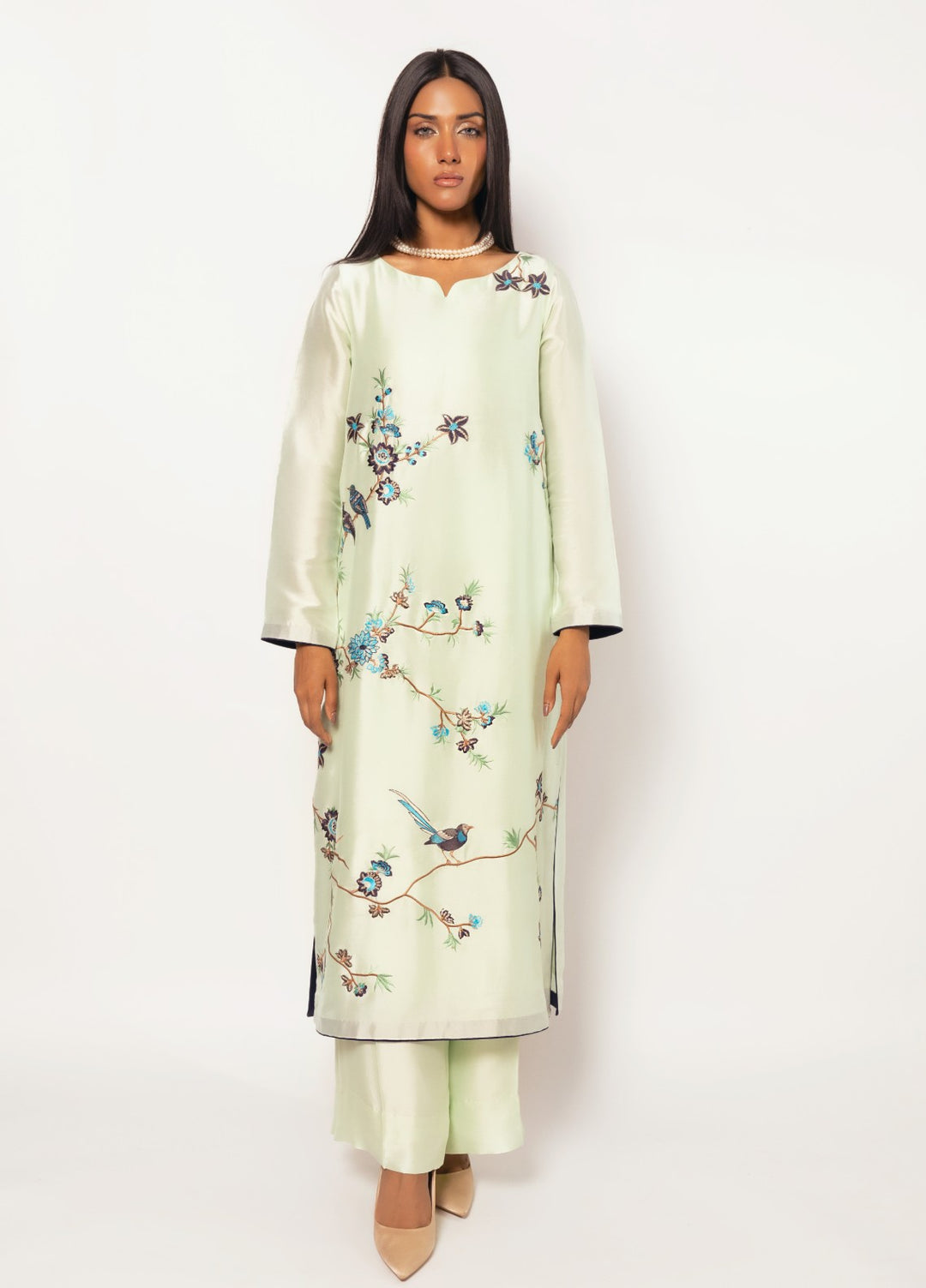 Gulenoor Women RTW Embroidered Sheesha Silk 3 Piece Suit The Jade Oasis - Festive Collection