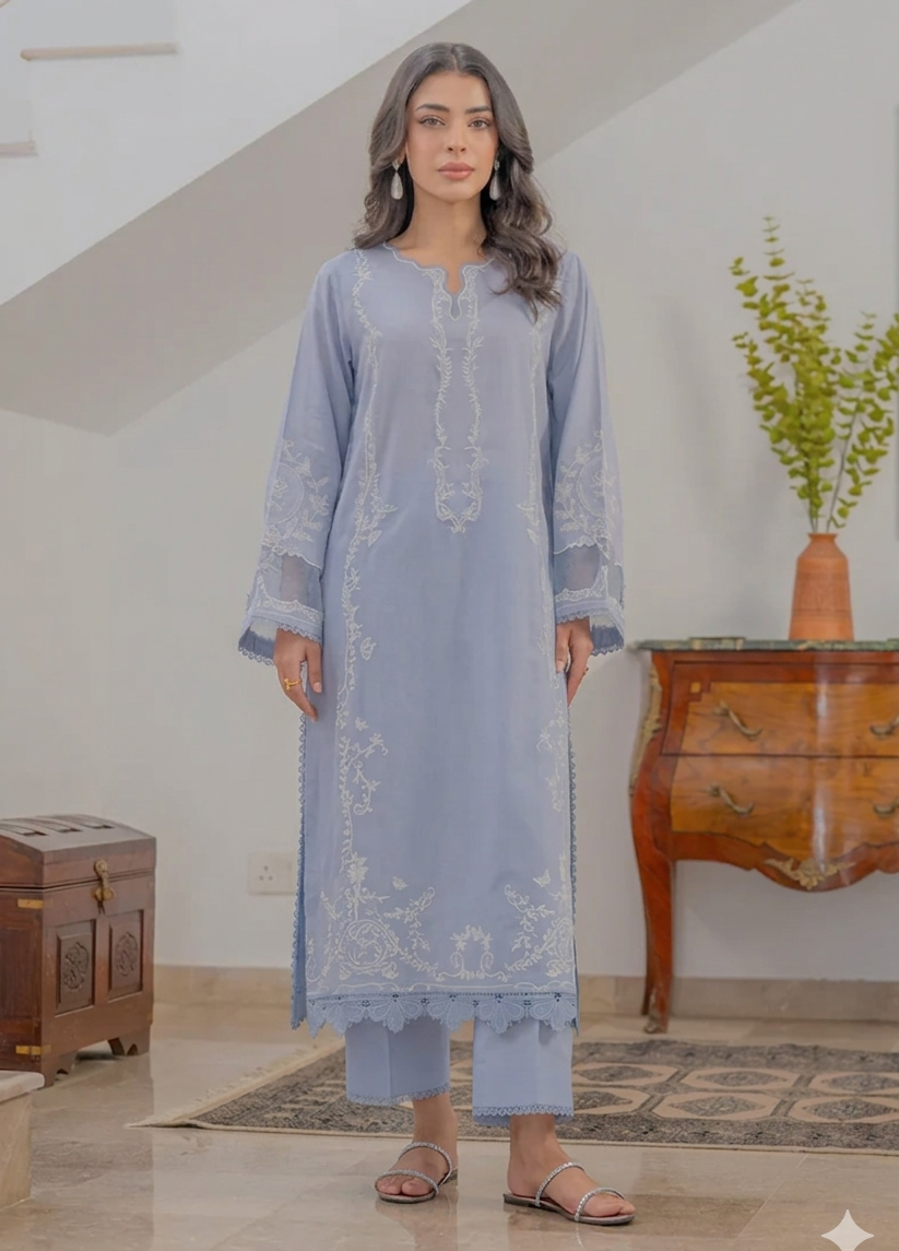 Sahar Women RTW Chikankari Embroidered Lawn 2 Piece Suit Lavender Glow - Festive Collection