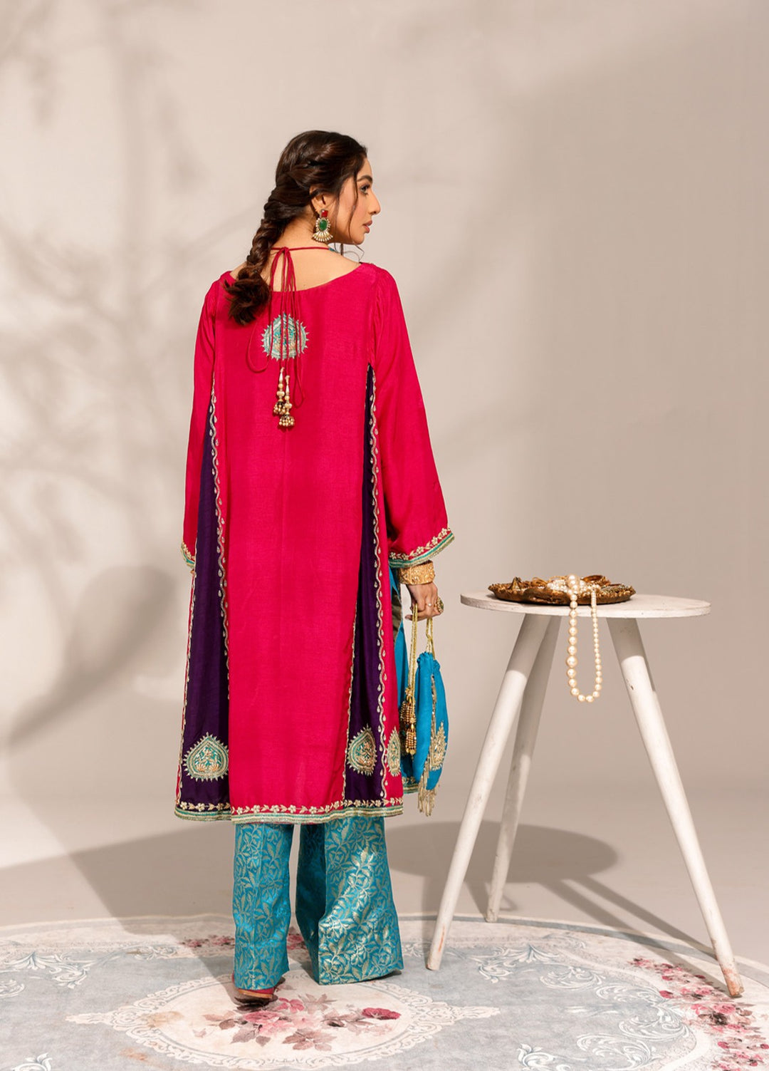 Manzilen by Ibraysha Women RTW Hand work Korean Silk 3 Piece Suit Dilkash - Festive Collection