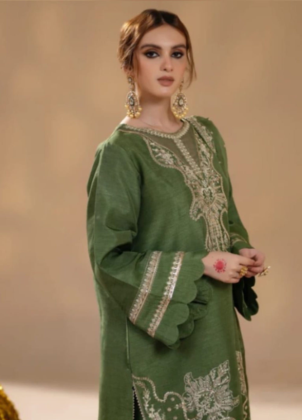 Pashmire Women RTW Embroidered Raw Silk 3 Piece Suit Sohay - Wedding Collection