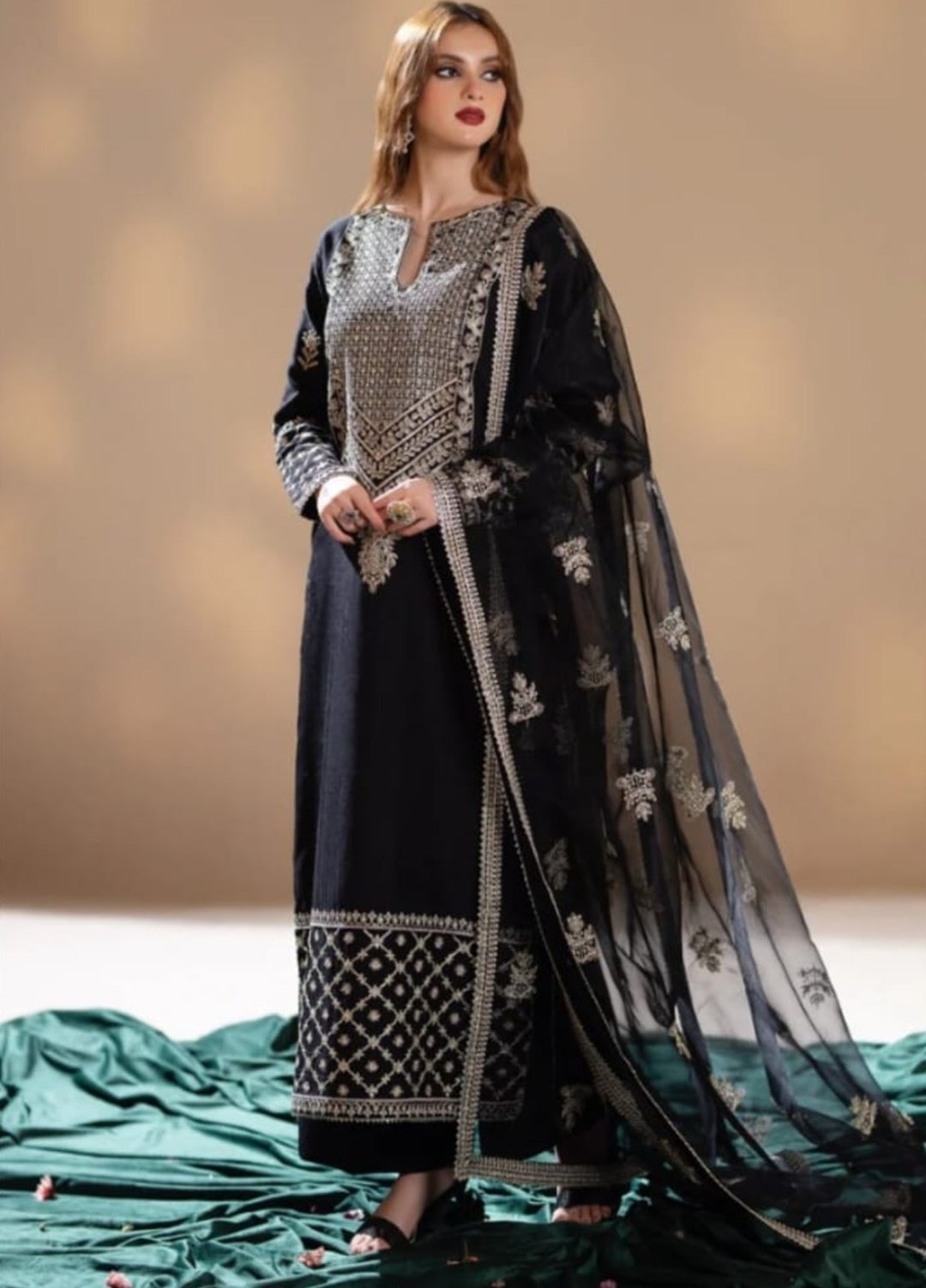 Pashmire Women RTW Embroidered Raw Silk 3 Piece Suit Zareen - Wedding Collection