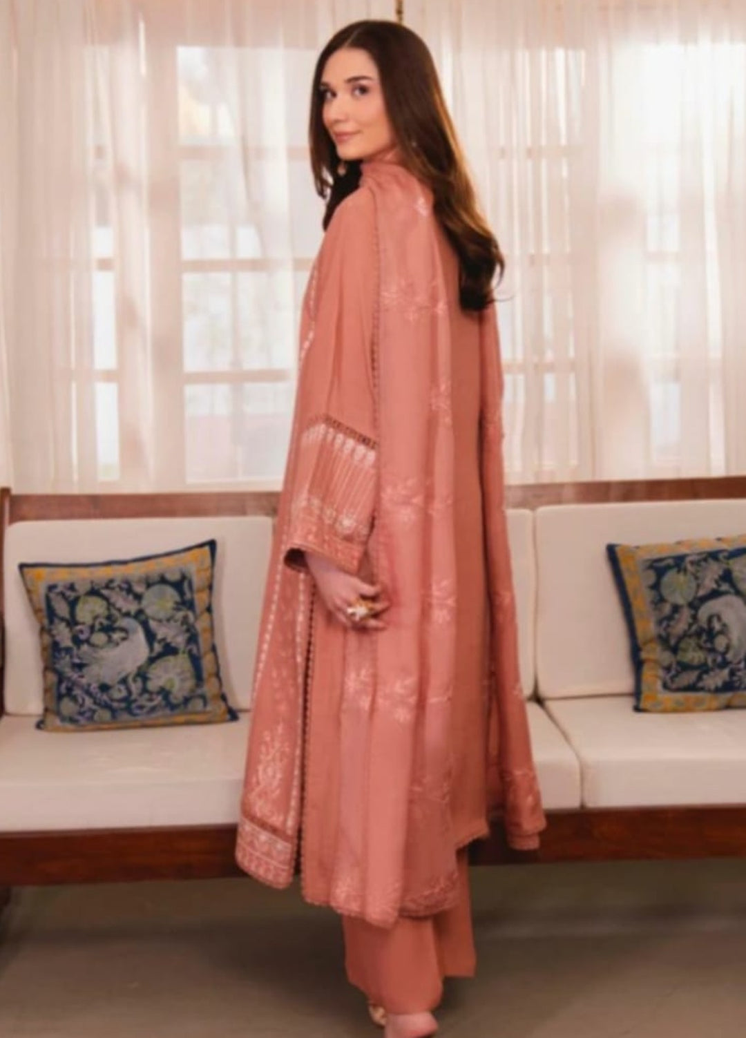 Pashmire Women RTW Embroidered Raw Silk 3 Piece Suit Rosea - Casual Collection