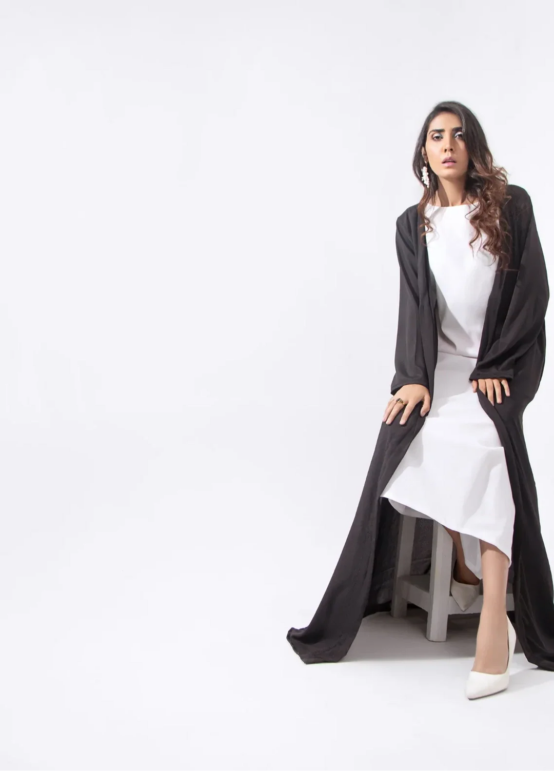 Mehr by Syah Women RTW Solids Grip 2 Piece Suit Diagonal Cut Maxi with Cape Festive Collection
