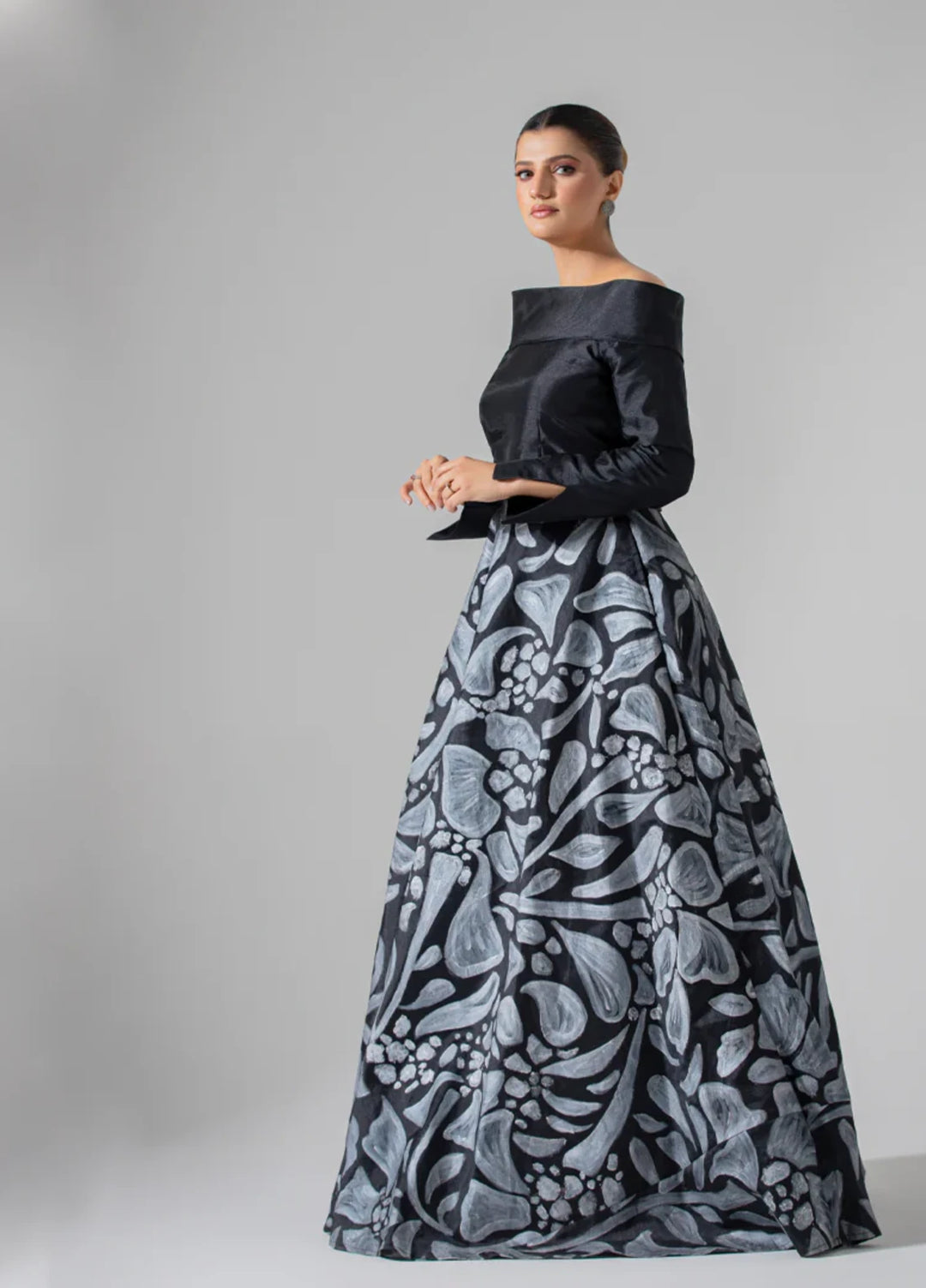 Mehr by Syah Women RTW Textured Raw Silk 2 Piece Suit Hand Painted Skirt with Top Festive Collection