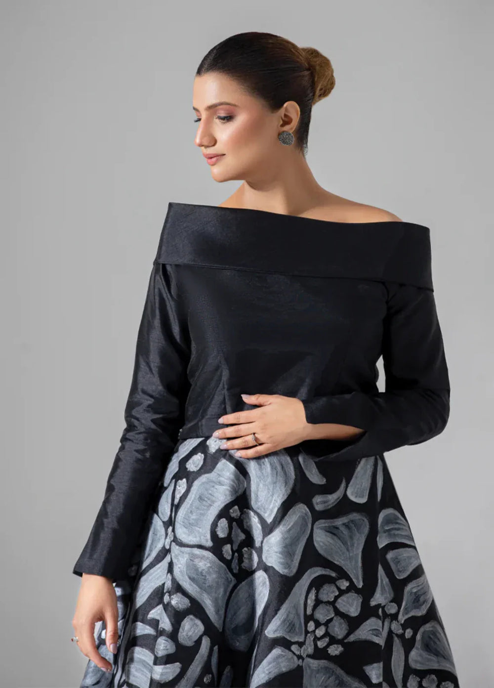 Mehr by Syah Women RTW Textured Raw Silk 2 Piece Suit Hand Painted Skirt with Top Festive Collection