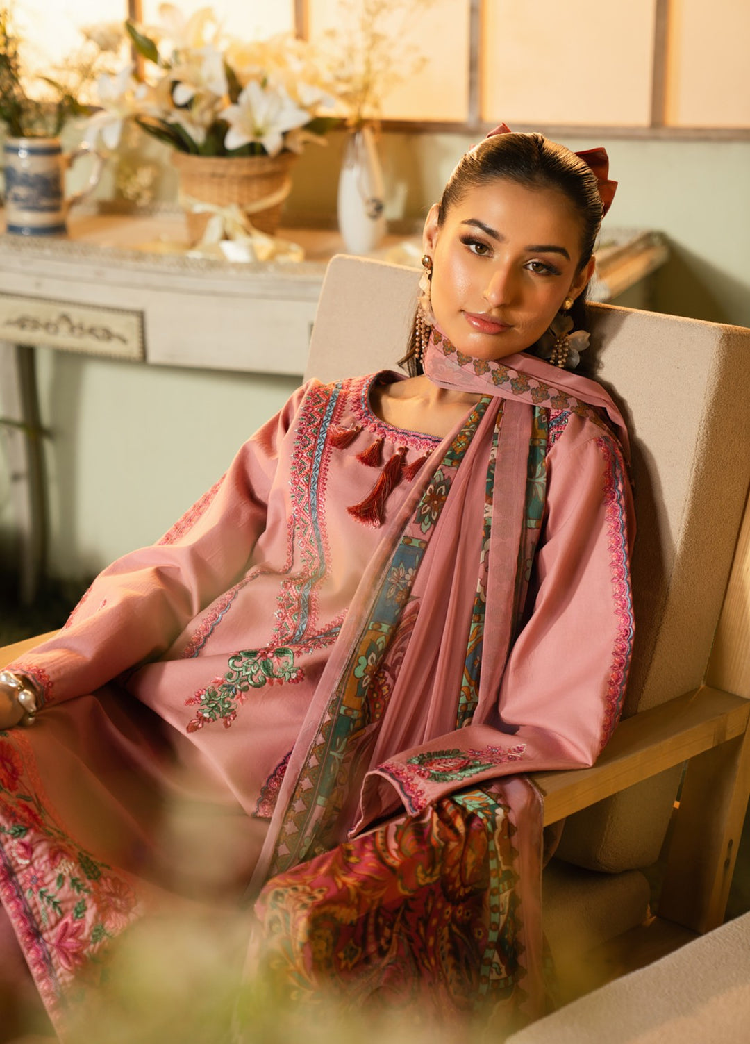 Pashmire Women RTW Embroidered Raw Silk 3 Piece Suit Subha - Casual Collection