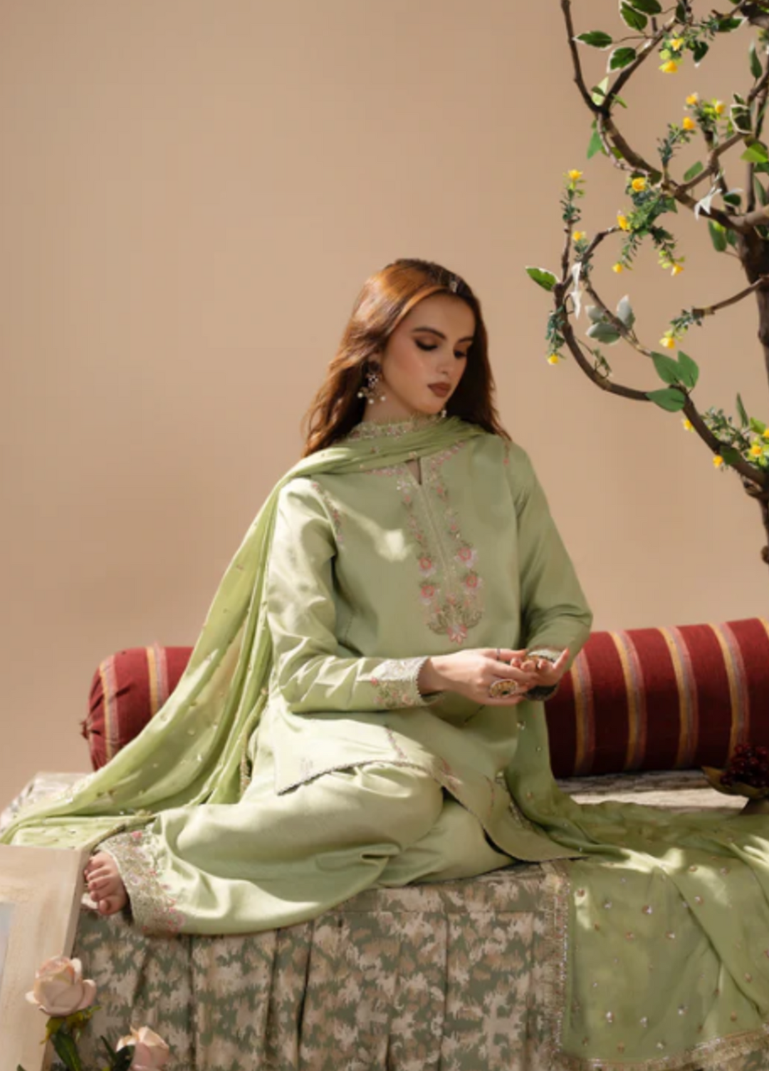 Jahanara by Pashmire Women RTW Embroidered Raw Silk 3 Piece Suit Sahar Wedding Collection