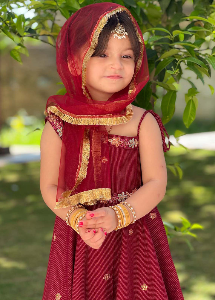 Modest Girls RTW Embroidered Mesuri 3 Piece Suit Red Festive Collection