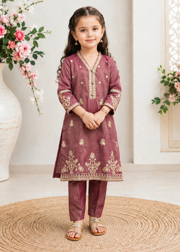 Modest Girls RTW Embroidered Mesuri 3 Piece Suit Maroon Festive Collection