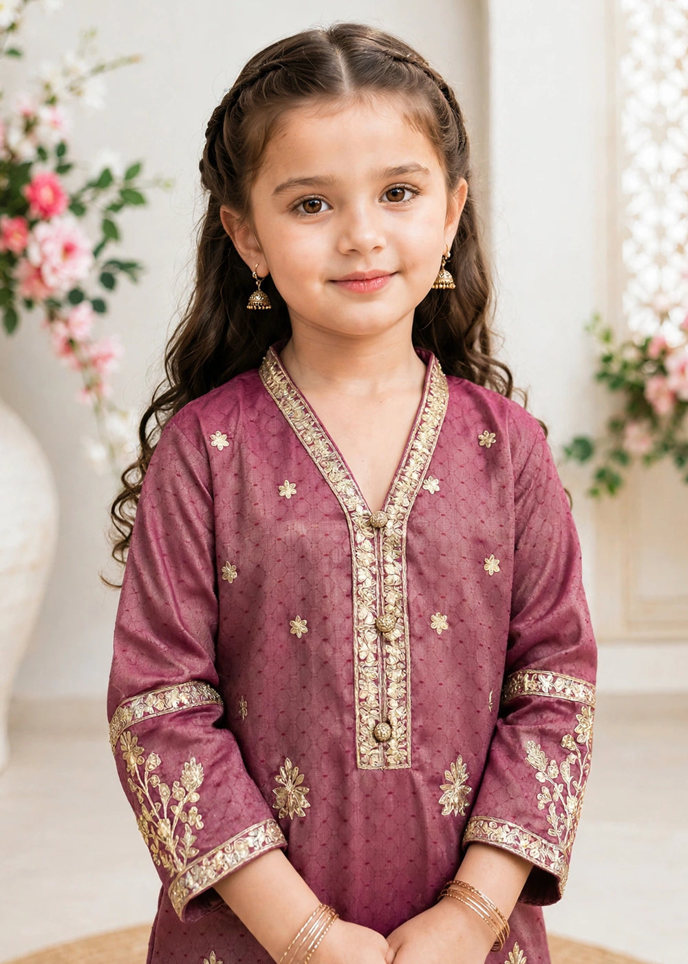 Modest Girls RTW Embroidered Mesuri 3 Piece Suit Maroon Festive Collection