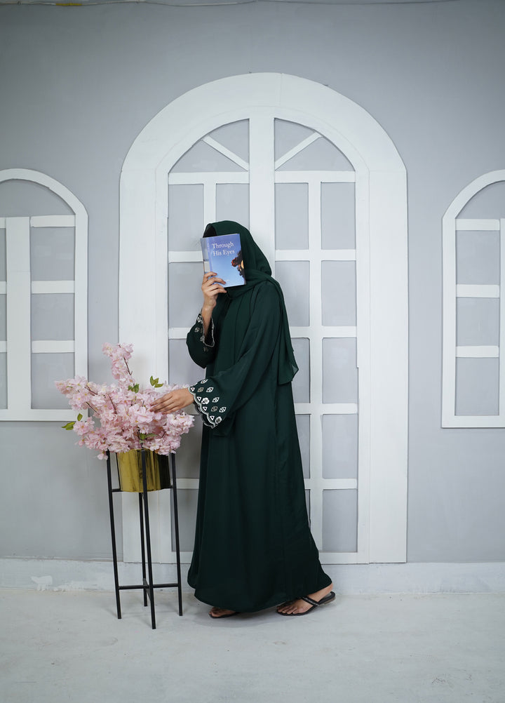 Esmira by Clarity Glam Women RTW Embroidered Nada 2 Piece Aura Abaya with Scarf Casual Collection