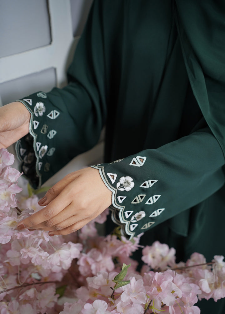 Esmira by Clarity Glam Women RTW Embroidered Nada 2 Piece Aura Abaya with Scarf Casual Collection