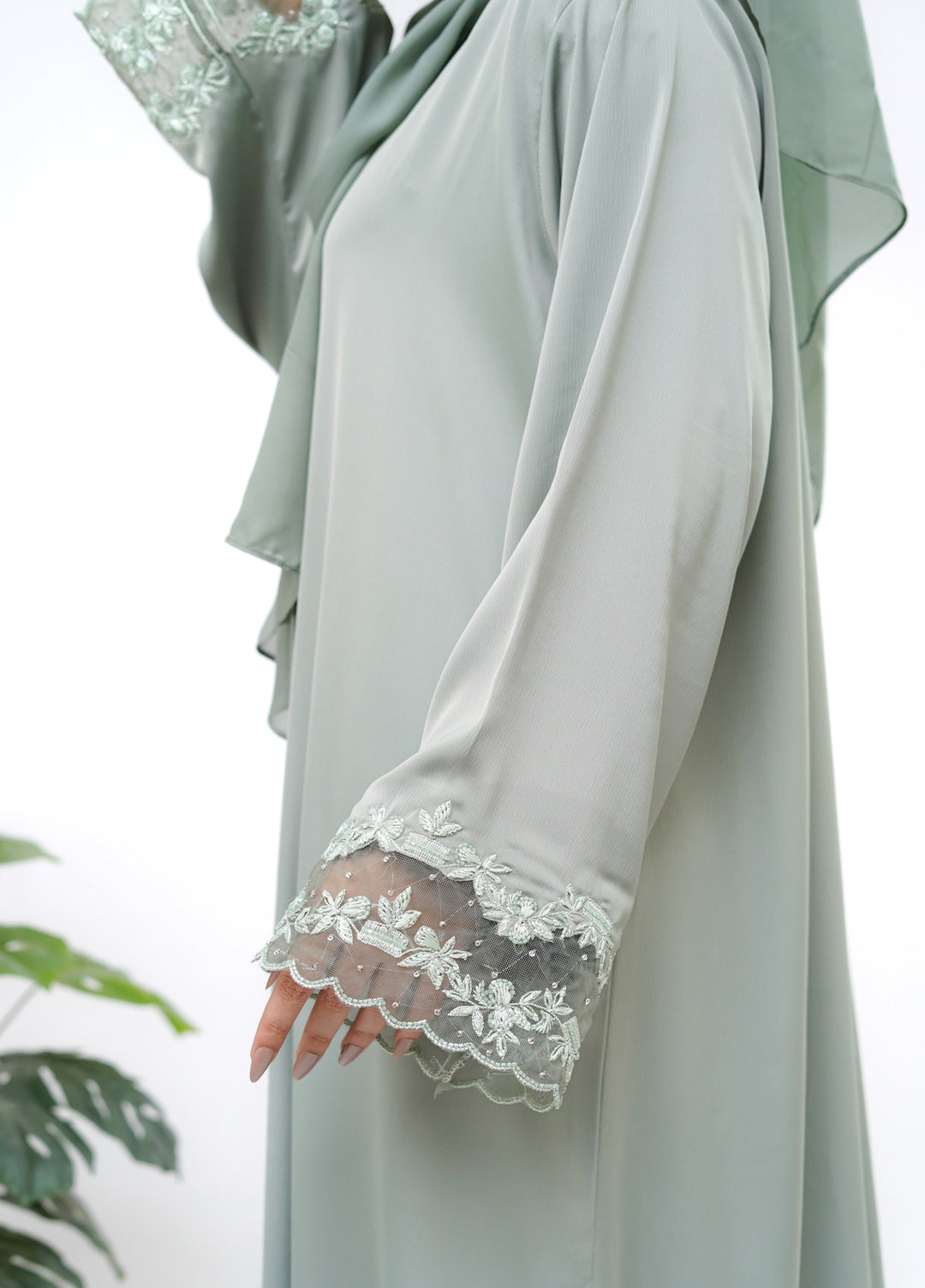 Esmira by Clarity Glam Women RTW Hand work Zoom 2 Piece Marvella Abaya with Scarf Casual Collection