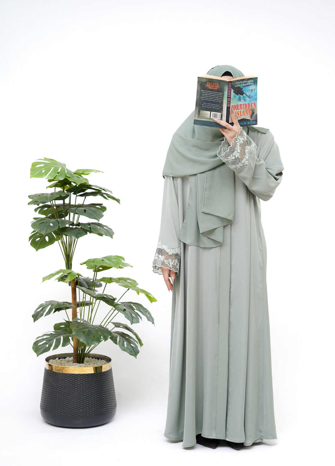 Esmira by Clarity Glam Women RTW Hand work Zoom 2 Piece Marvella Abaya with Scarf Casual Collection