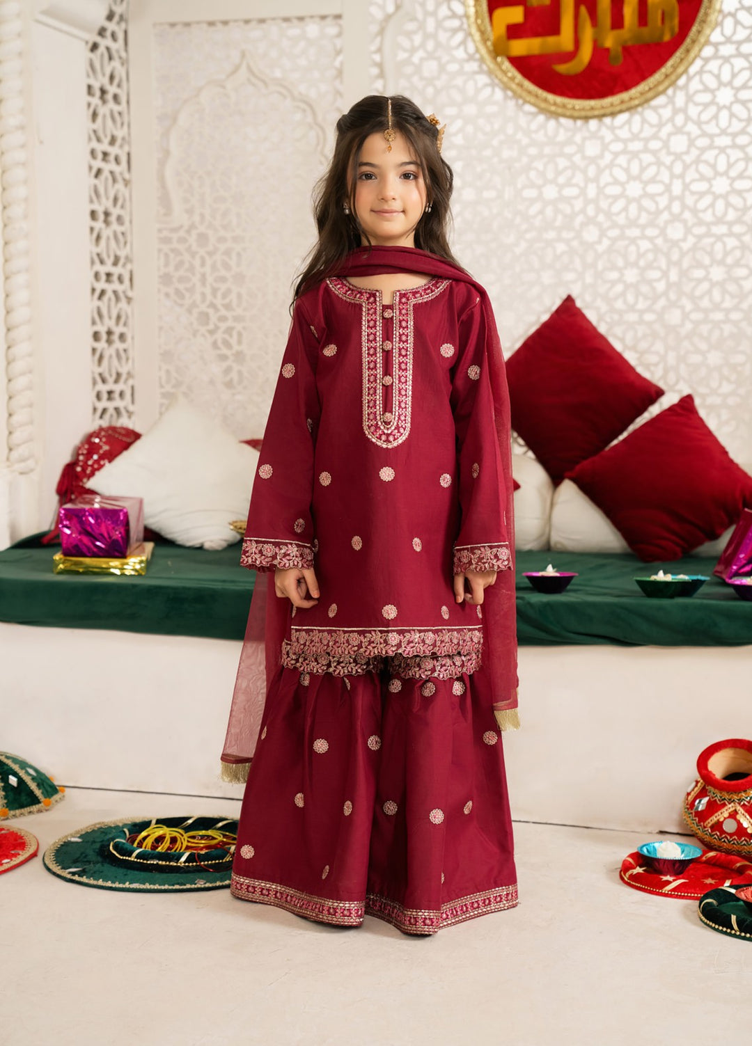 Mini Mefil by Pashmire RTW Embroidered Silk 3 Piece Suit Mehre Nisa Festive Collection