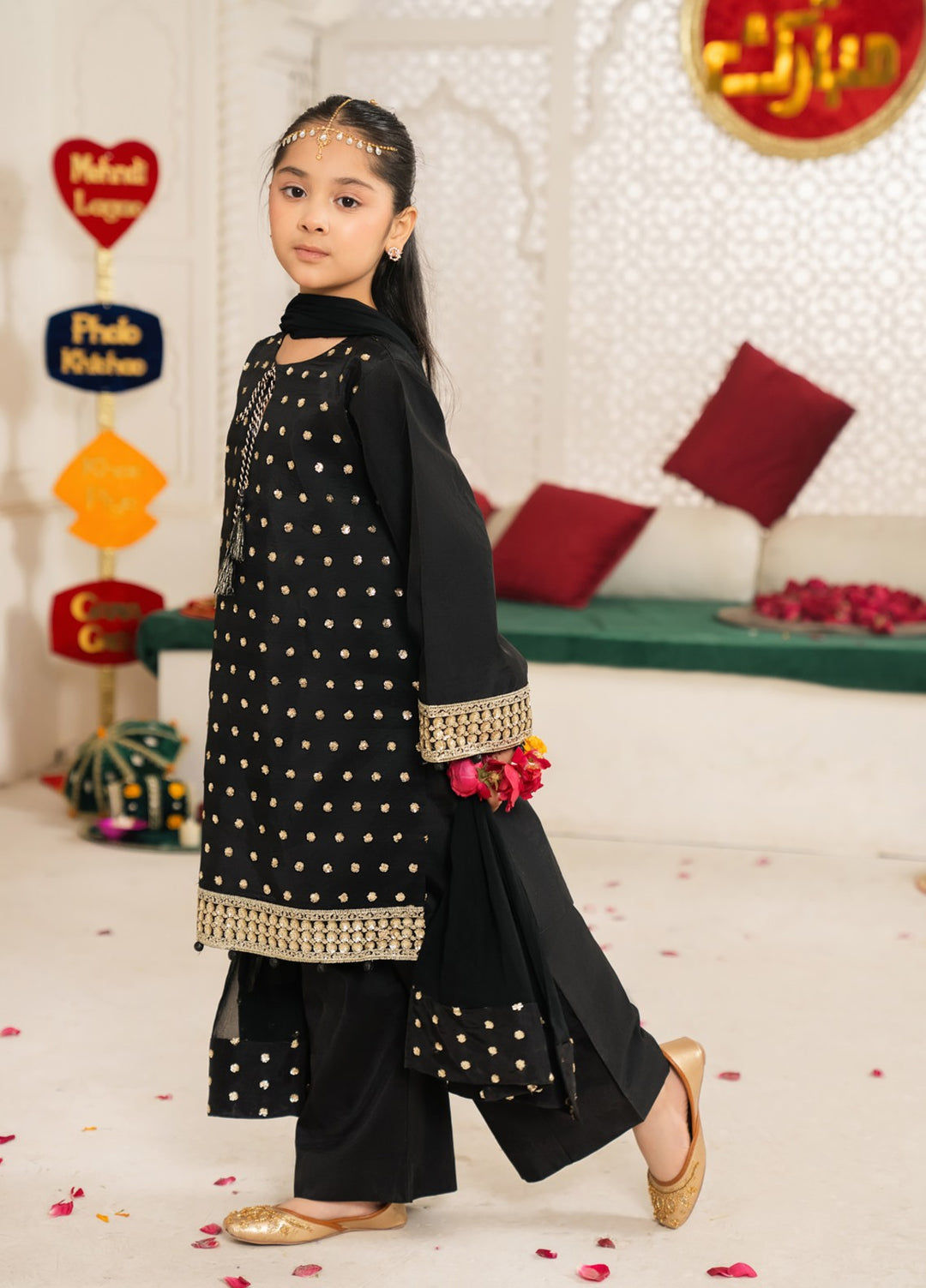 Mini Mefil by Pashmire RTW Embroidered Silk 3 Piece Suit Anaya Festive Collection