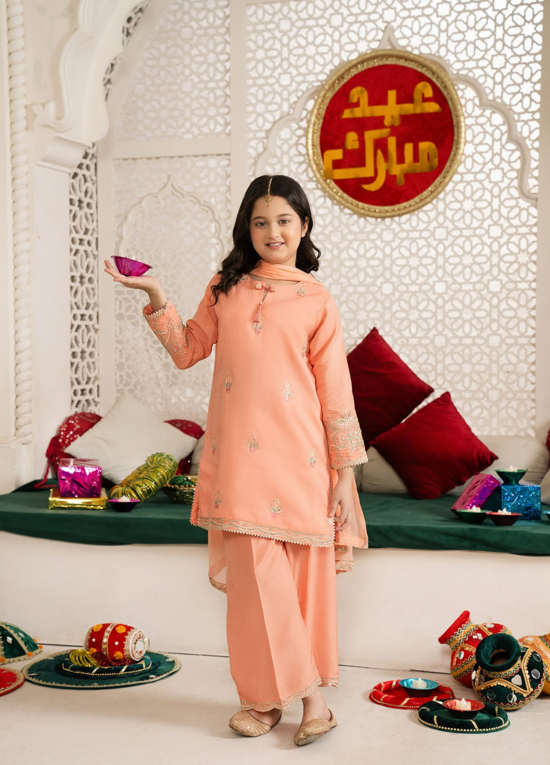 Mini Mefil by Pashmire RTW Embroidered Silk 3 Piece Suit Aabroo Festive Collection