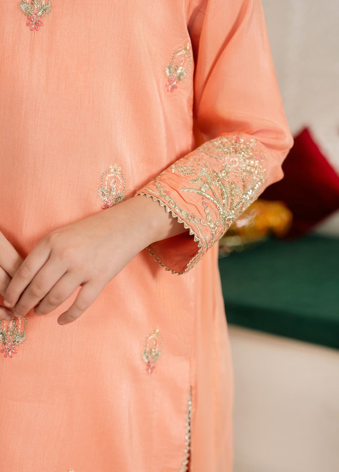 Mini Mefil by Pashmire RTW Embroidered Silk 3 Piece Suit Aabroo Festive Collection