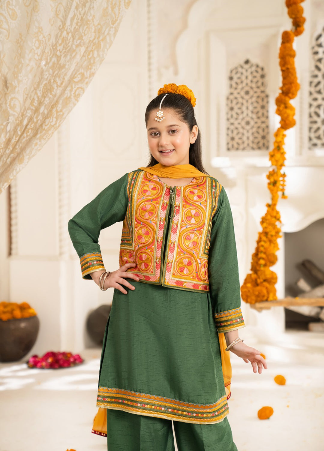 Mini Mefil by Pashmire RTW Embroidered Silk 3 Piece Suit Hina Festive Collection