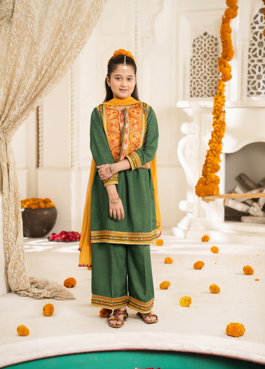 Mini Mefil by Pashmire RTW Embroidered Silk 3 Piece Suit Hina Festive Collection