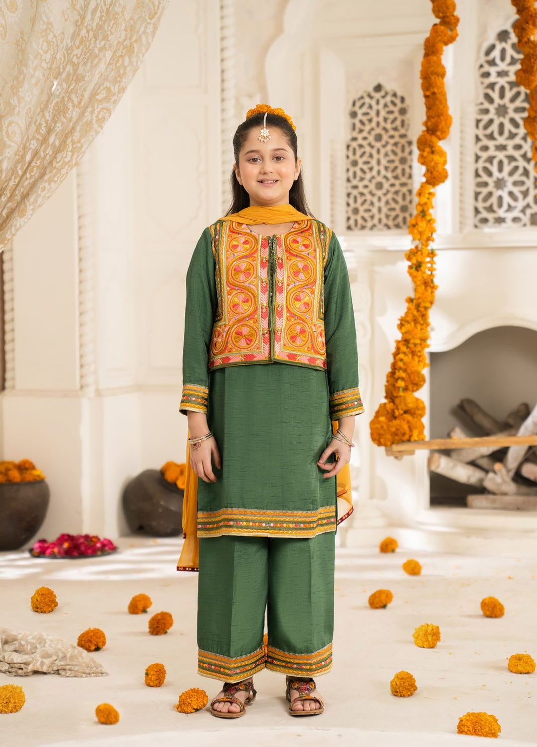 Mini Mefil by Pashmire RTW Embroidered Silk 3 Piece Suit Hina Festive Collection