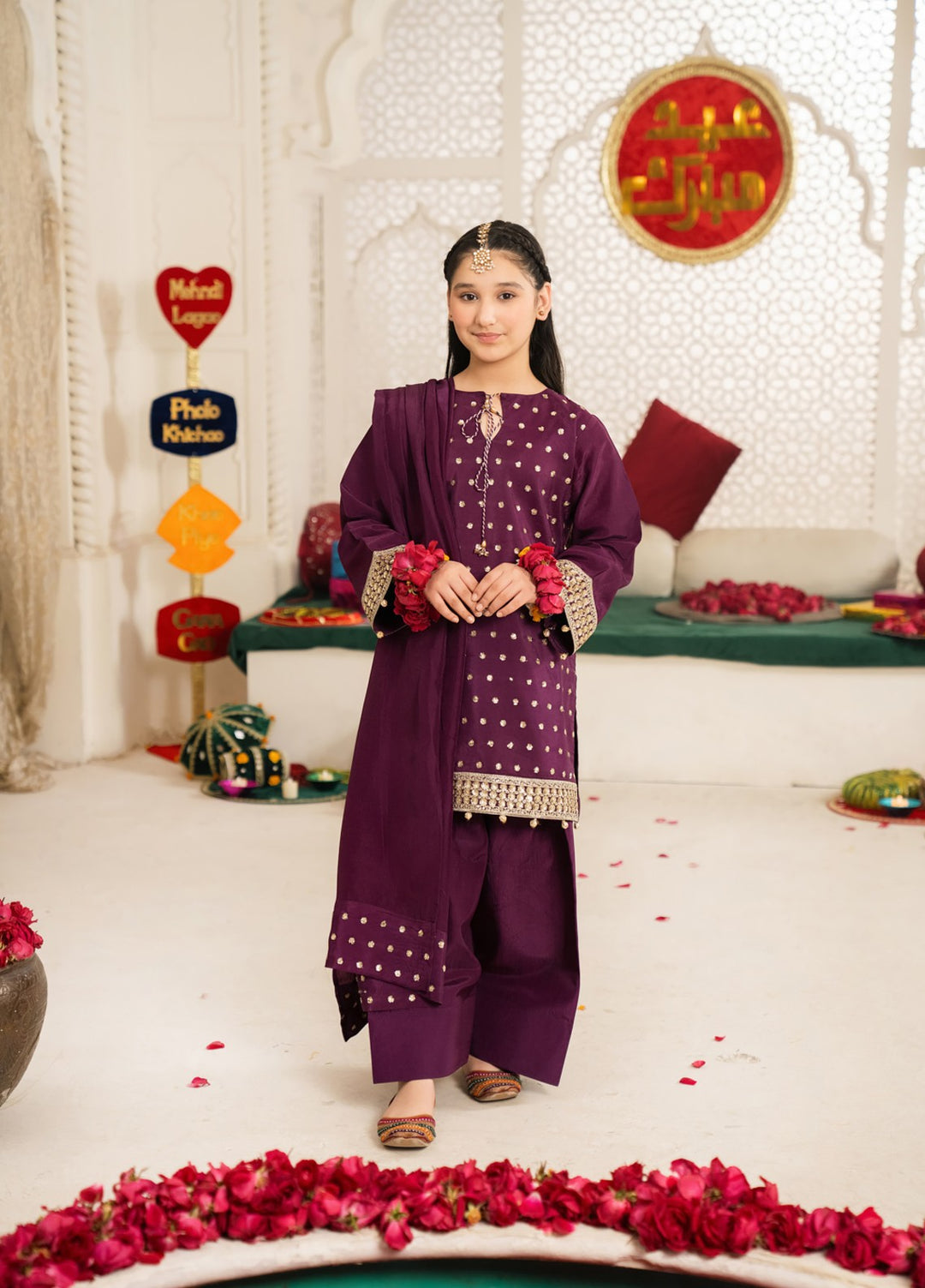 Mini Mefil by Pashmire RTW Embroidered Silk 3 Piece Suit Sukhi Festive Collection