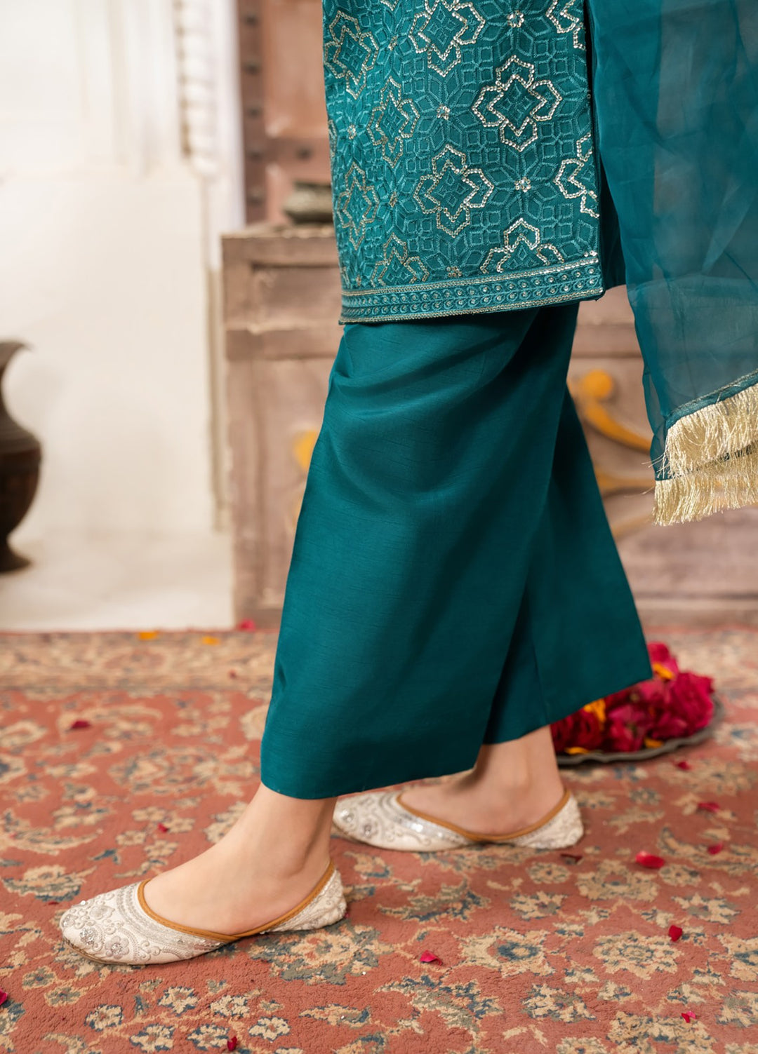Mini Mefil by Pashmire RTW Embroidered Silk 3 Piece Suit Noori Festive Collection