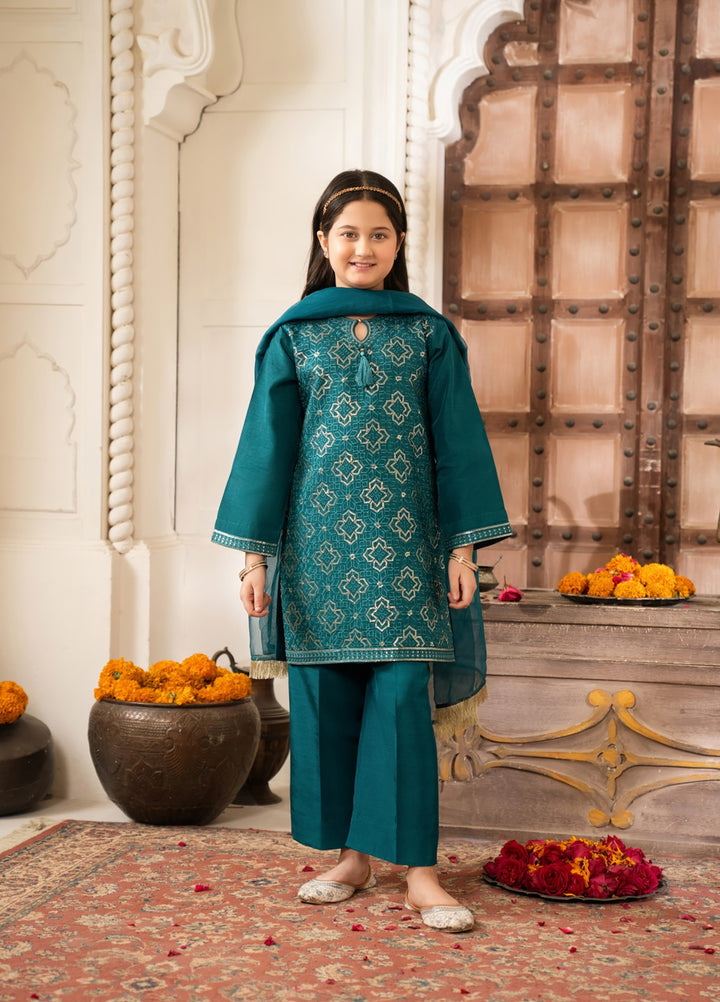 Mini Mefil by Pashmire RTW Embroidered Silk 3 Piece Suit Noori Festive Collection