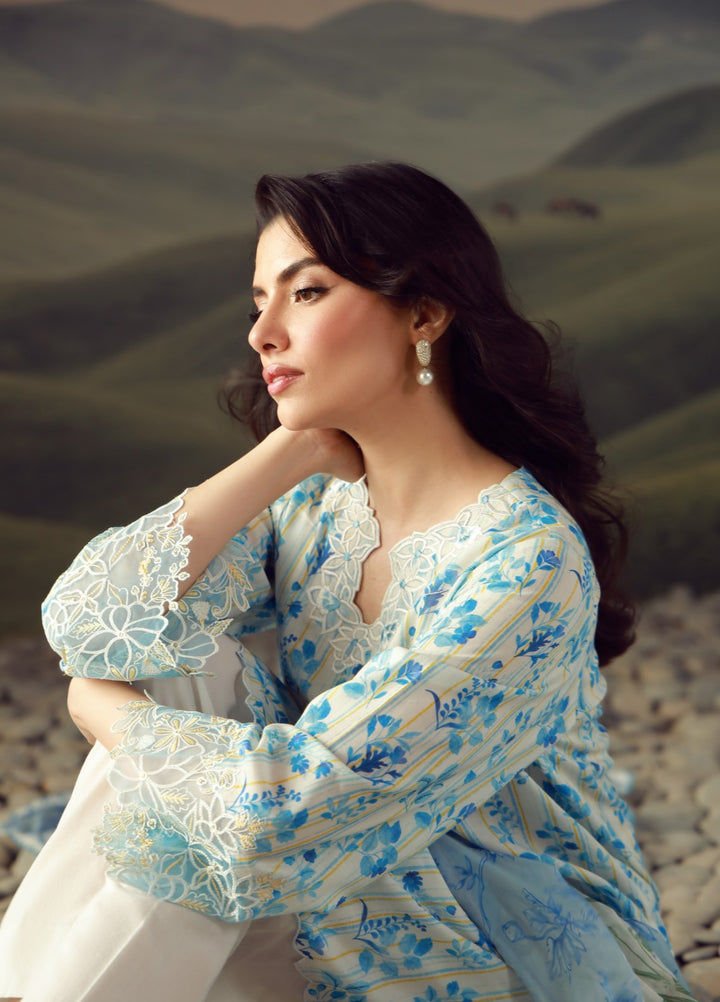 Sahar Unstitched Printed Lawn 3 Piece Suit Azure Jardin - Eid Collection