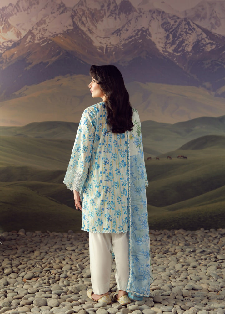 Sahar Unstitched Printed Lawn 3 Piece Suit Azure Jardin - Eid Collection