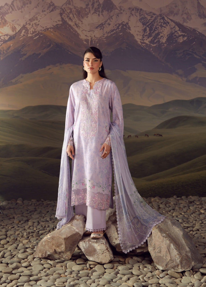 Sahar Unstitched Printed Lawn 3 Piece Suit Lilac Haze - Eid Collection