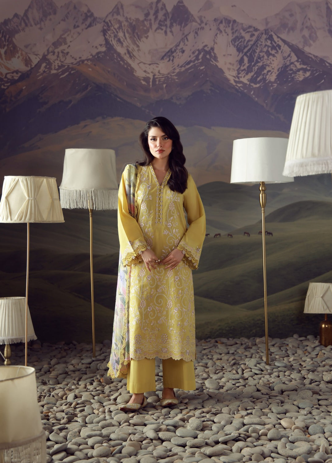 Sahar Unstitched Embroidered Lawn 3 Piece Suit Sunspell - Eid Collection