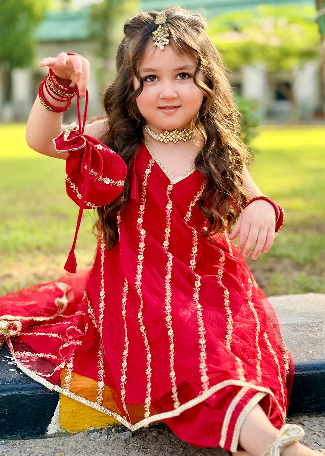 Modest Girls RTW Embroidered Net 3 Piece Suit Malia Wedding Collection