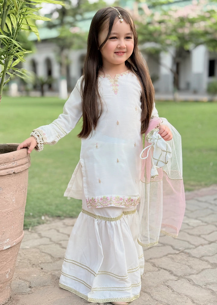 Modest Girls RTW Embroidered Chiffon 3 Piece Suit White Wedding Collection