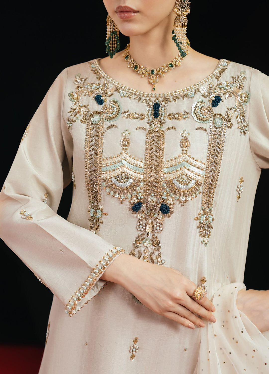 Jahanara by Pashmire Women RTW Embroidered Silk 3 Piece Suit Mehwar Wedding Collection