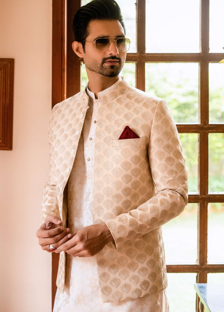 Zarrar by Edge Republic Mens RTW Embroidered Blended Cotton 3 Piece Suit Prince Coat ER 2074 Festive Collection