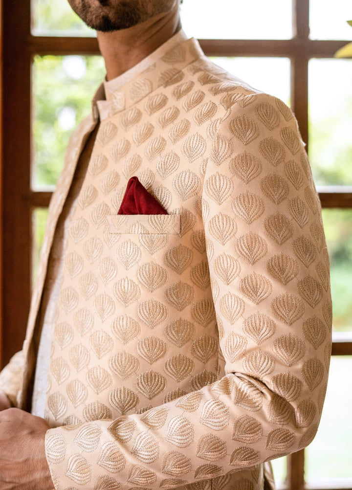Zarrar by Edge Republic Mens RTW Embroidered Blended Cotton 3 Piece Suit Prince Coat ER 2074 Festive Collection