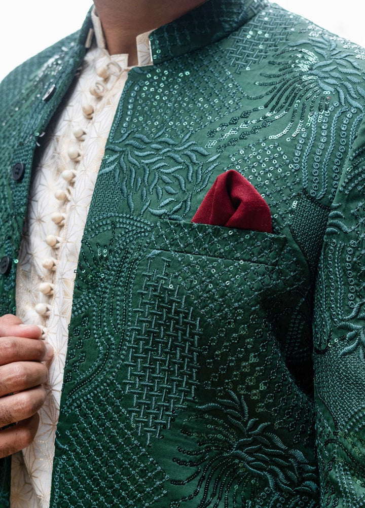 Zarrar by Edge Republic Mens RTW Embroidered Blended Cotton 3 Piece Suit Prince Coat ER 2094 Festive Collection
