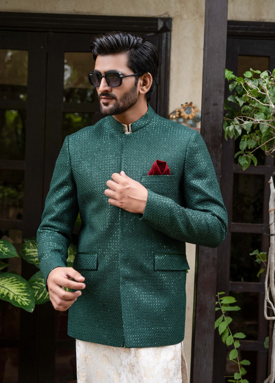 Zarrar by Edge Republic Mens RTW Embroidered Blended Cotton 3 Piece Suit Prince Coat ER 2095 Festive Collection