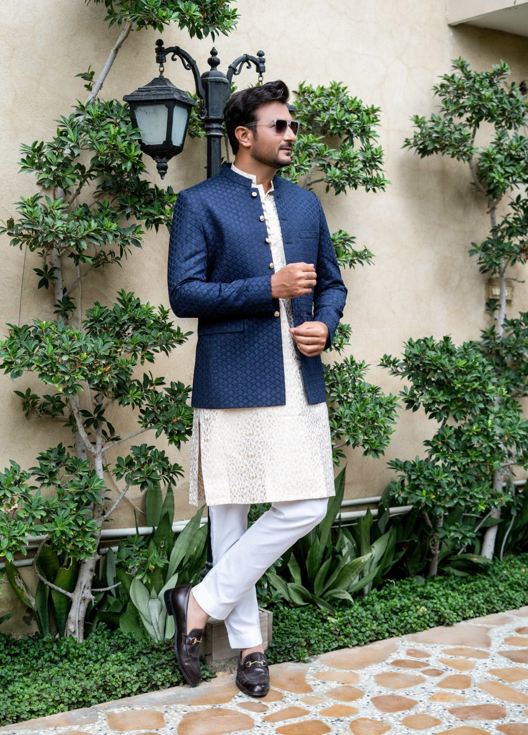 Zarrar by Edge Republic Mens RTW Embroidered Blended Cotton 3 Piece Suit Prince Coat ER 2081 Festive Collection