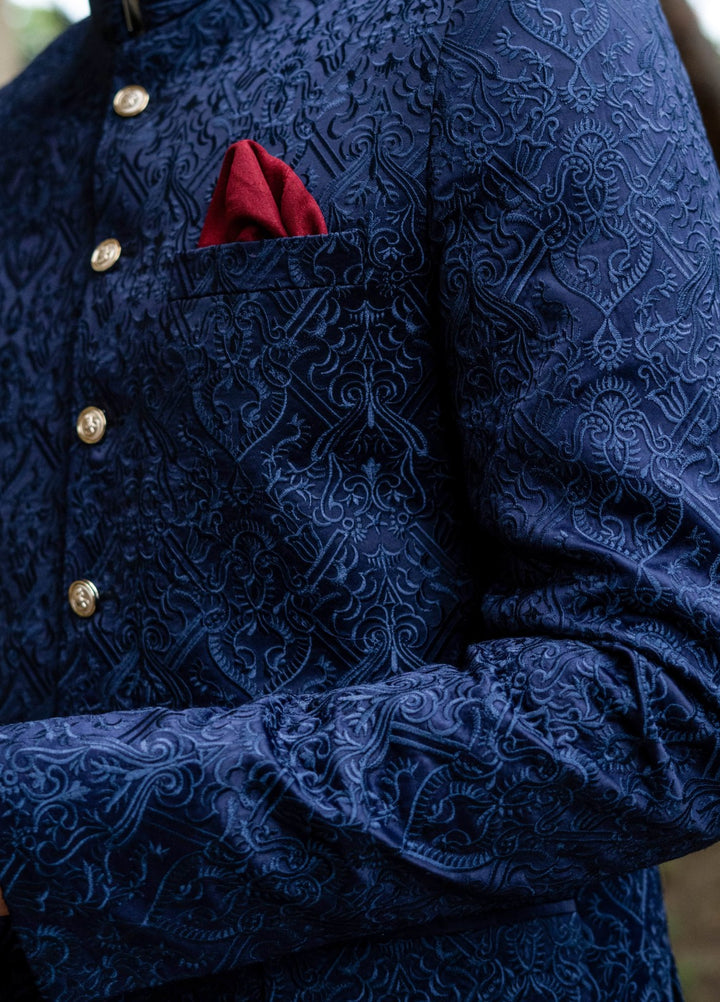 Zarrar by Edge Republic Mens RTW Embroidered Blended Cotton 3 Piece Suit Prince Coat ER 2082 Festive Collection