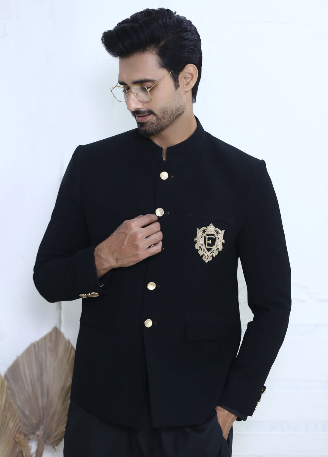 Modest by Edge Republic Mens RTW Embroidered Blended Cotton 3 Piece Suit Prince Coat ER 3001 Festive Collection