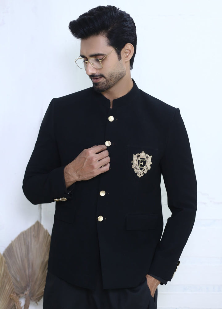 Modest by Edge Republic Mens RTW Embroidered Blended Cotton 3 Piece Suit Prince Coat ER 3001 Festive Collection