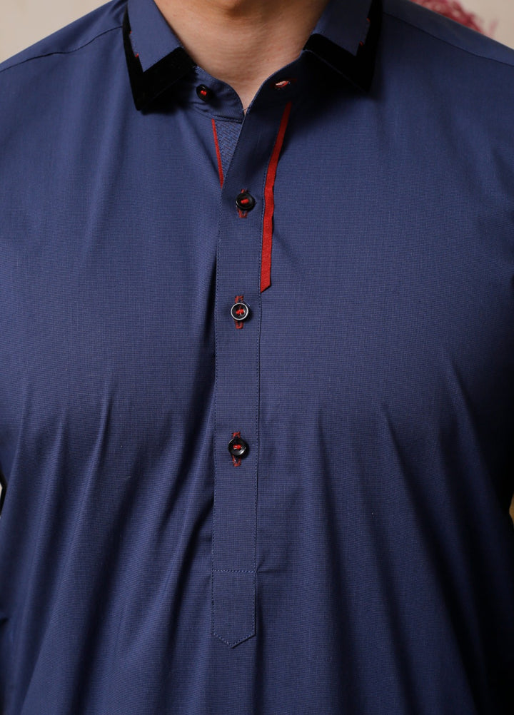 Modern Edge Republic Mens RTW Solids Wash N Wear 2 Piece Suit Mid Blue ER 807 Festive Collection