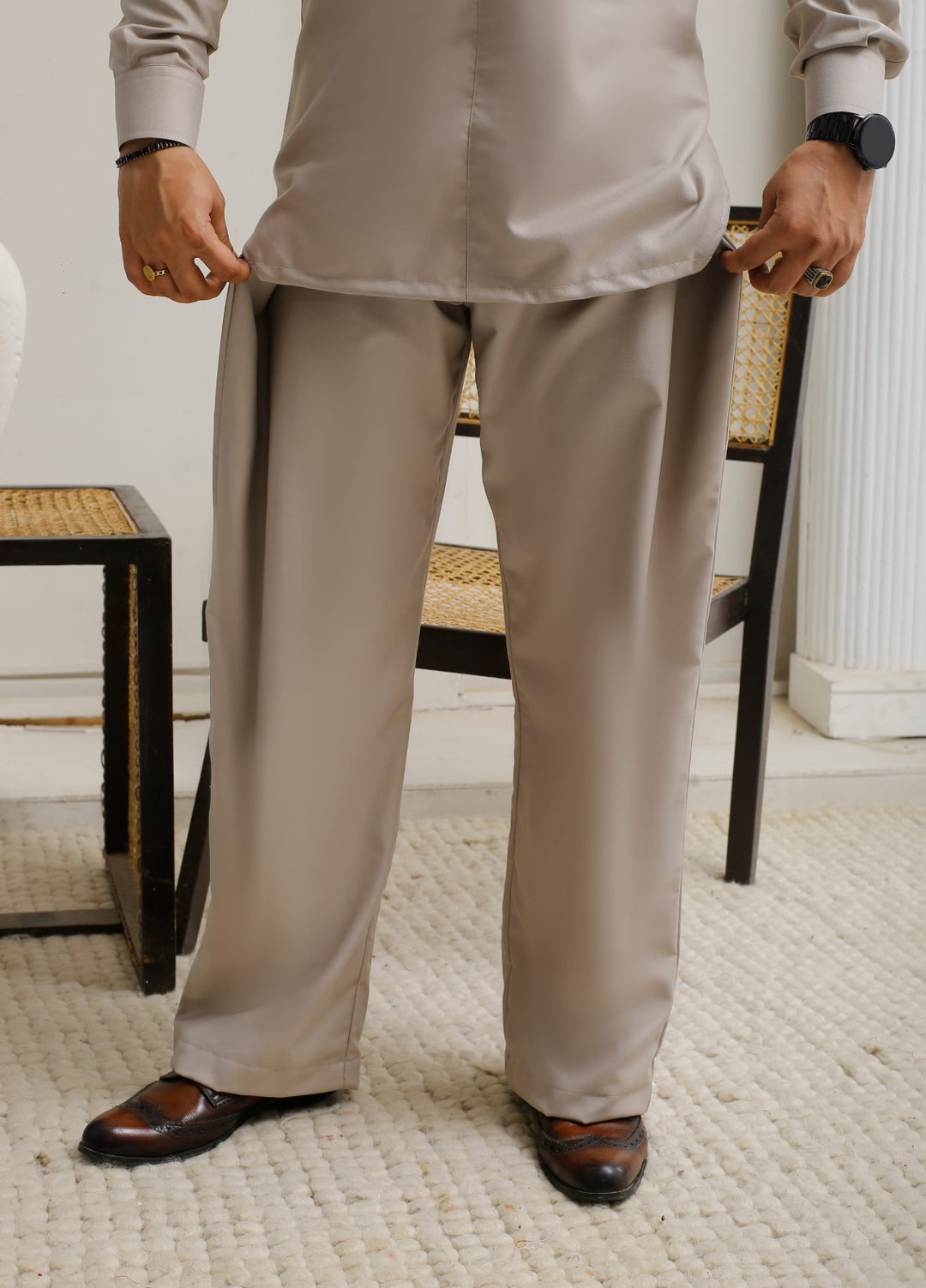 Modern Edge Republic Mens RTW Solids Wash N Wear 2 Piece Suit Mid Beige ER 804 Festive Collection
