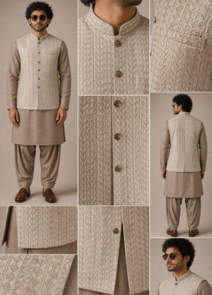 Luxe Waistcoat by Edge Republic Mens RTW Embroidered Wash N Wear 2 Piece Suit ER WC 2013 Festive Collection